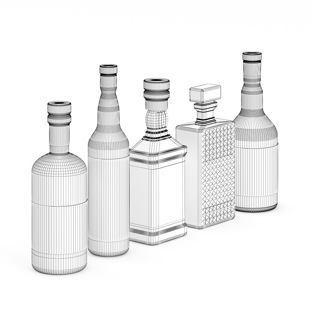 Liquor Bottles 3D model_3
