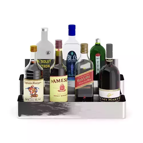 Metal Shelf with Bottles