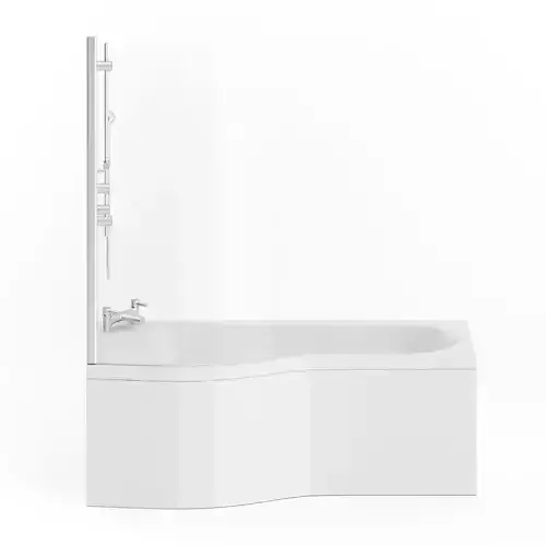 Bathtube with a Shower Glass 3D model