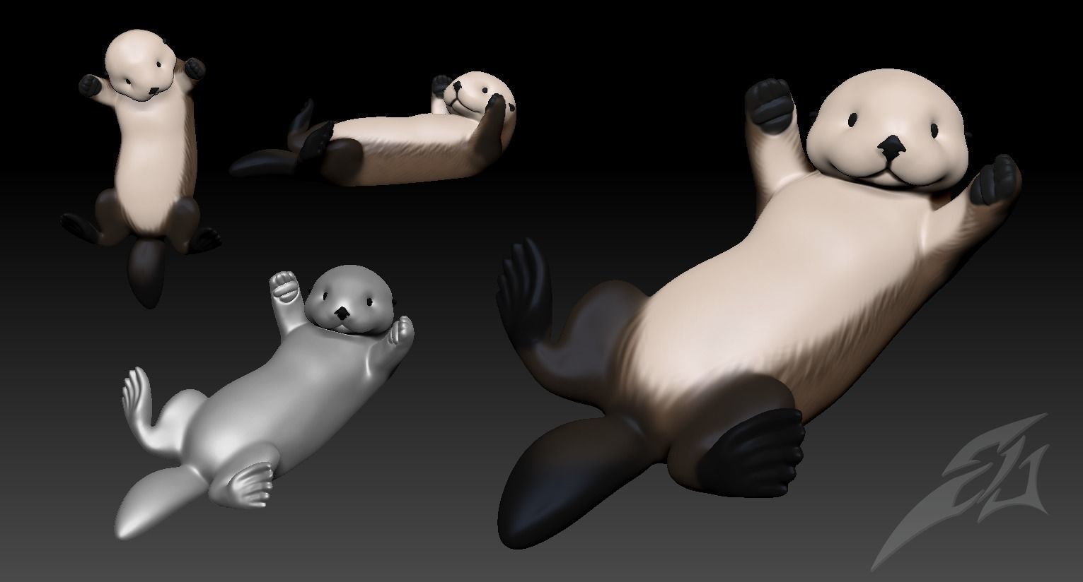 Sea Otter 3D Print Model STL and VRML 3D print model_0