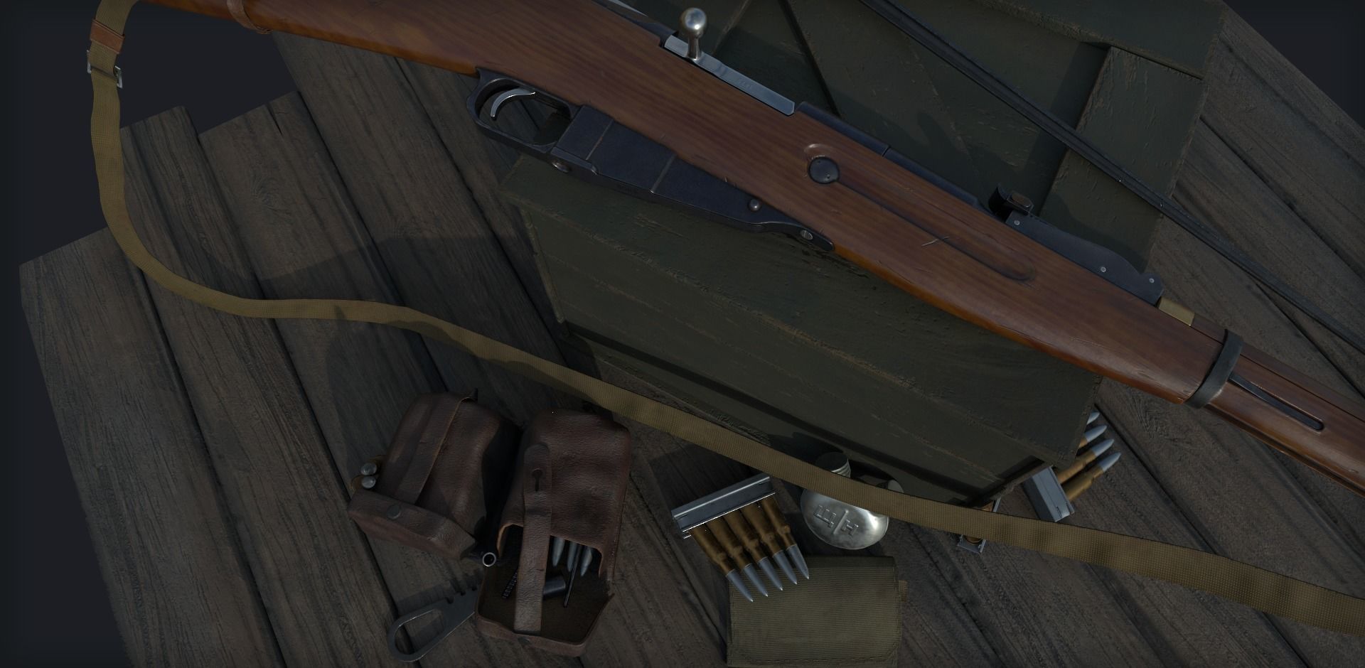 Mosin Nagant M1891-30 PBR and Game-Ready Low-poly 3D model_1