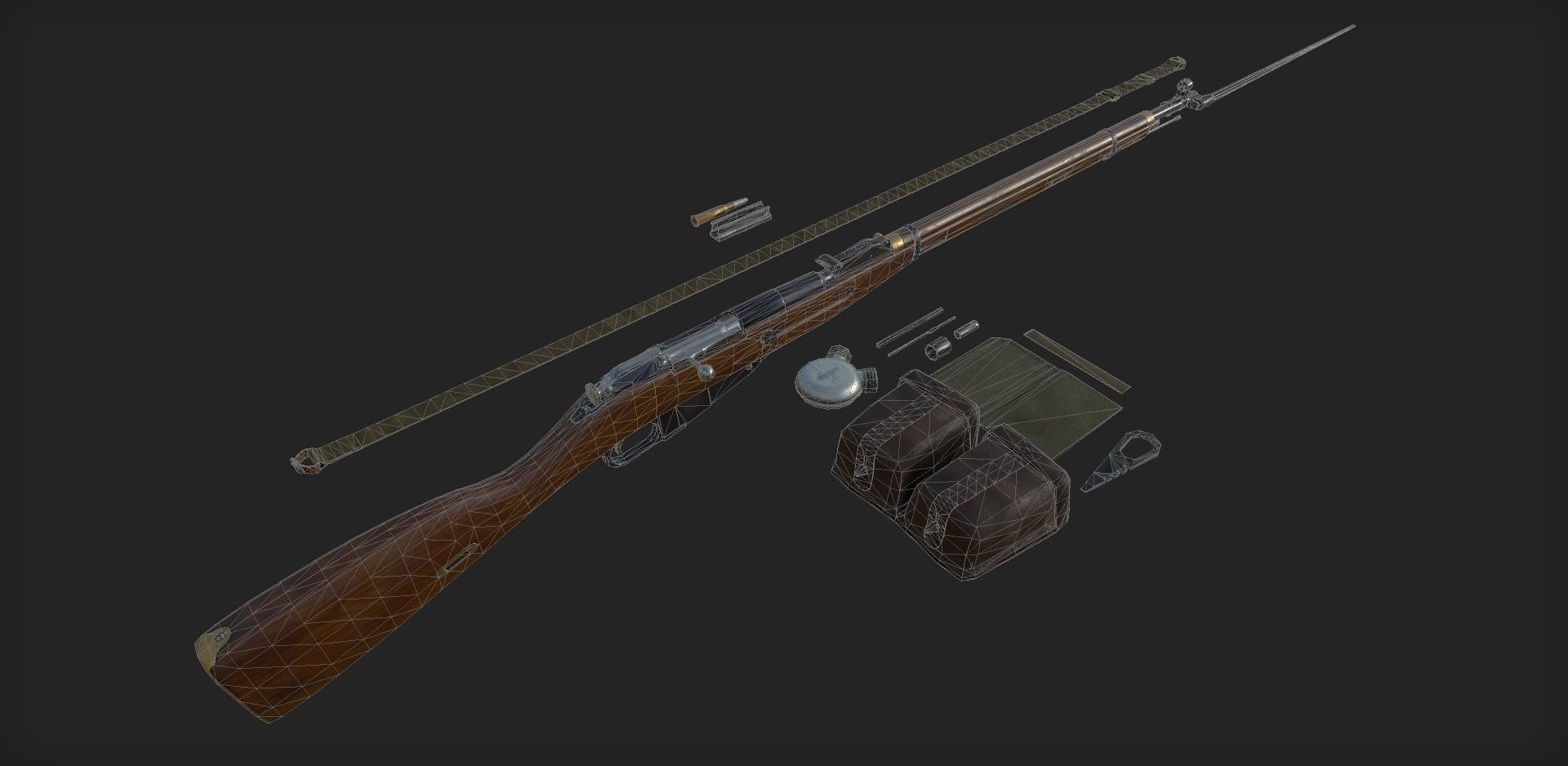 Mosin Nagant M1891-30 PBR and Game-Ready Low-poly 3D model_8