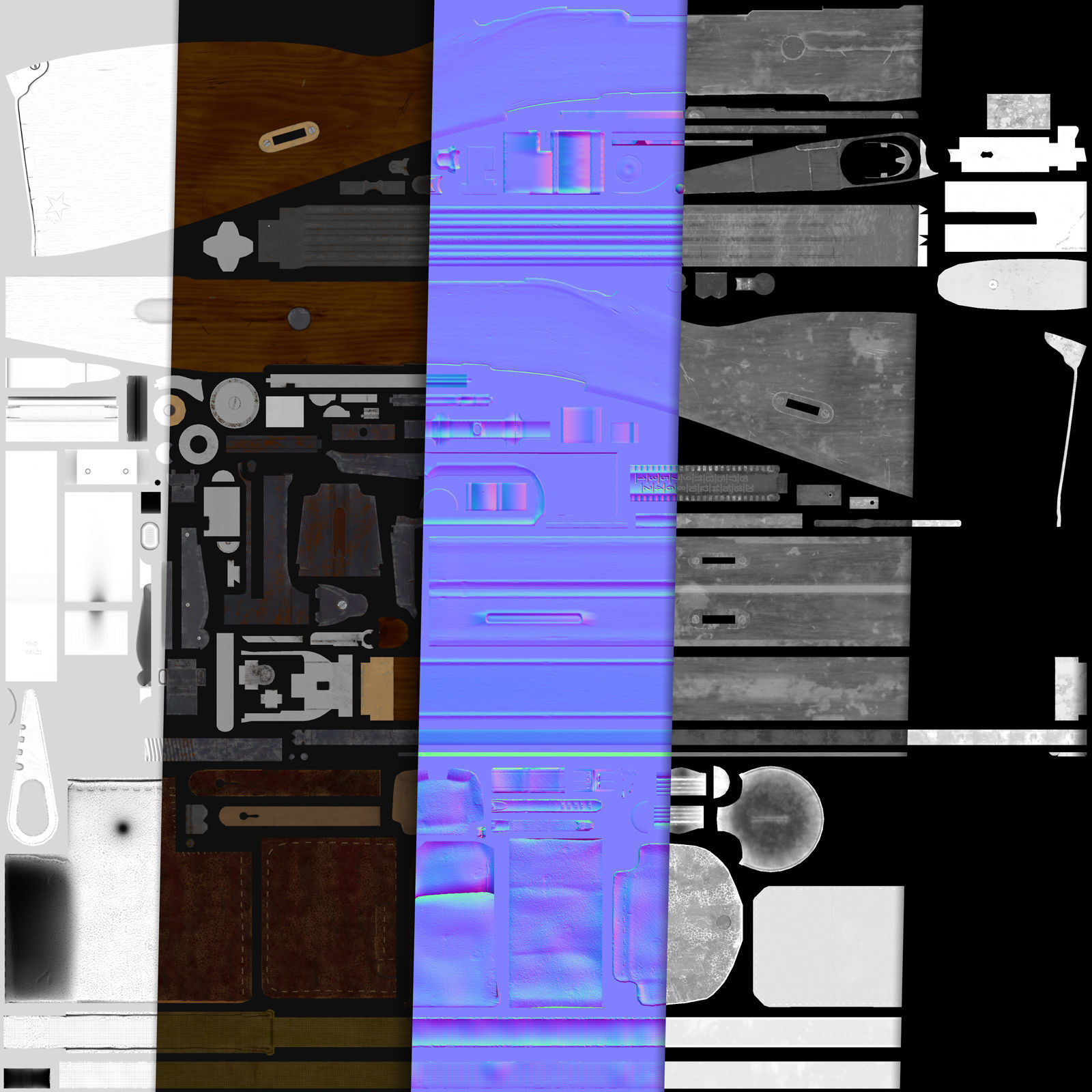 Mosin Nagant M1891-30 PBR and Game-Ready Low-poly 3D model_6