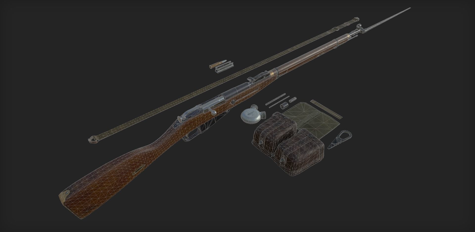 Mosin Nagant M1891-30 PBR and Game-Ready Low-poly 3D model_5