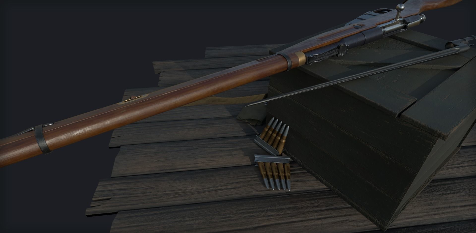 Mosin Nagant M1891-30 PBR and Game-Ready Low-poly 3D model_3