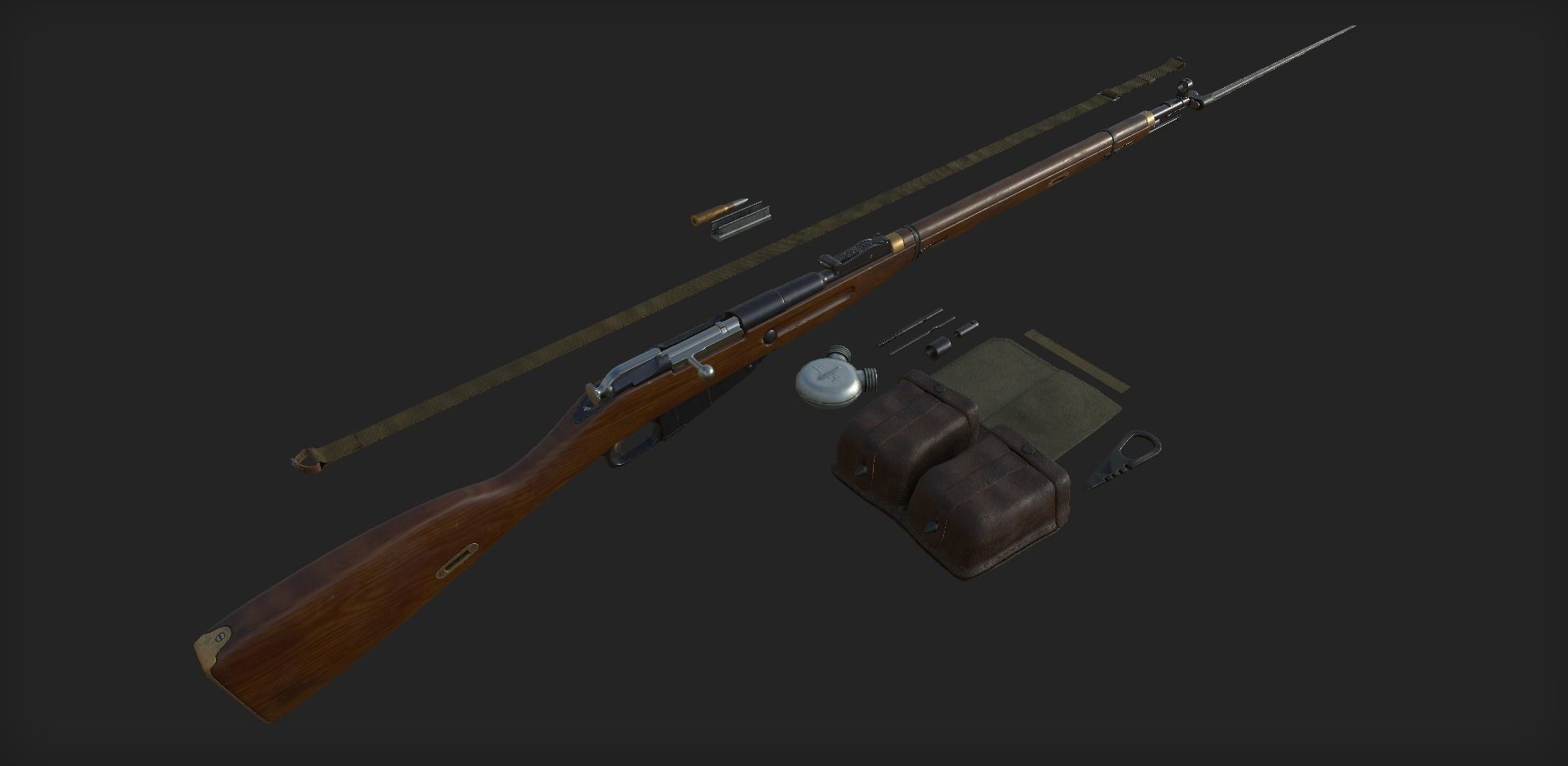 Mosin Nagant M1891-30 PBR and Game-Ready Low-poly 3D model_4