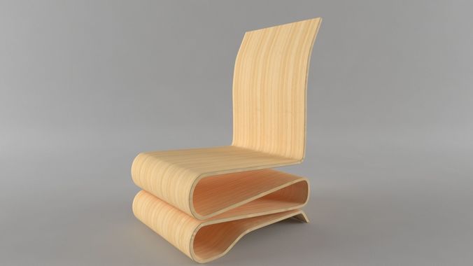 Simple wood chair 3D model