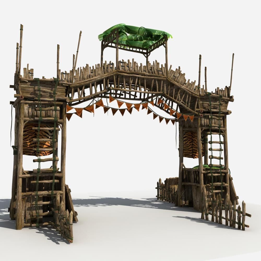 Gate Guard Tower 3D model_2