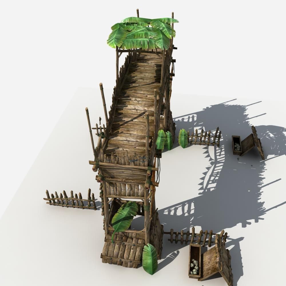 Gate Guard Tower 3D model_7