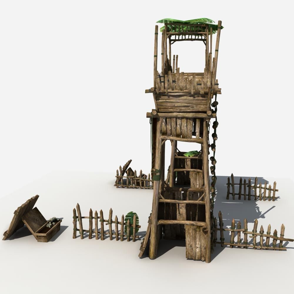 Gate Guard Tower 3D model_1