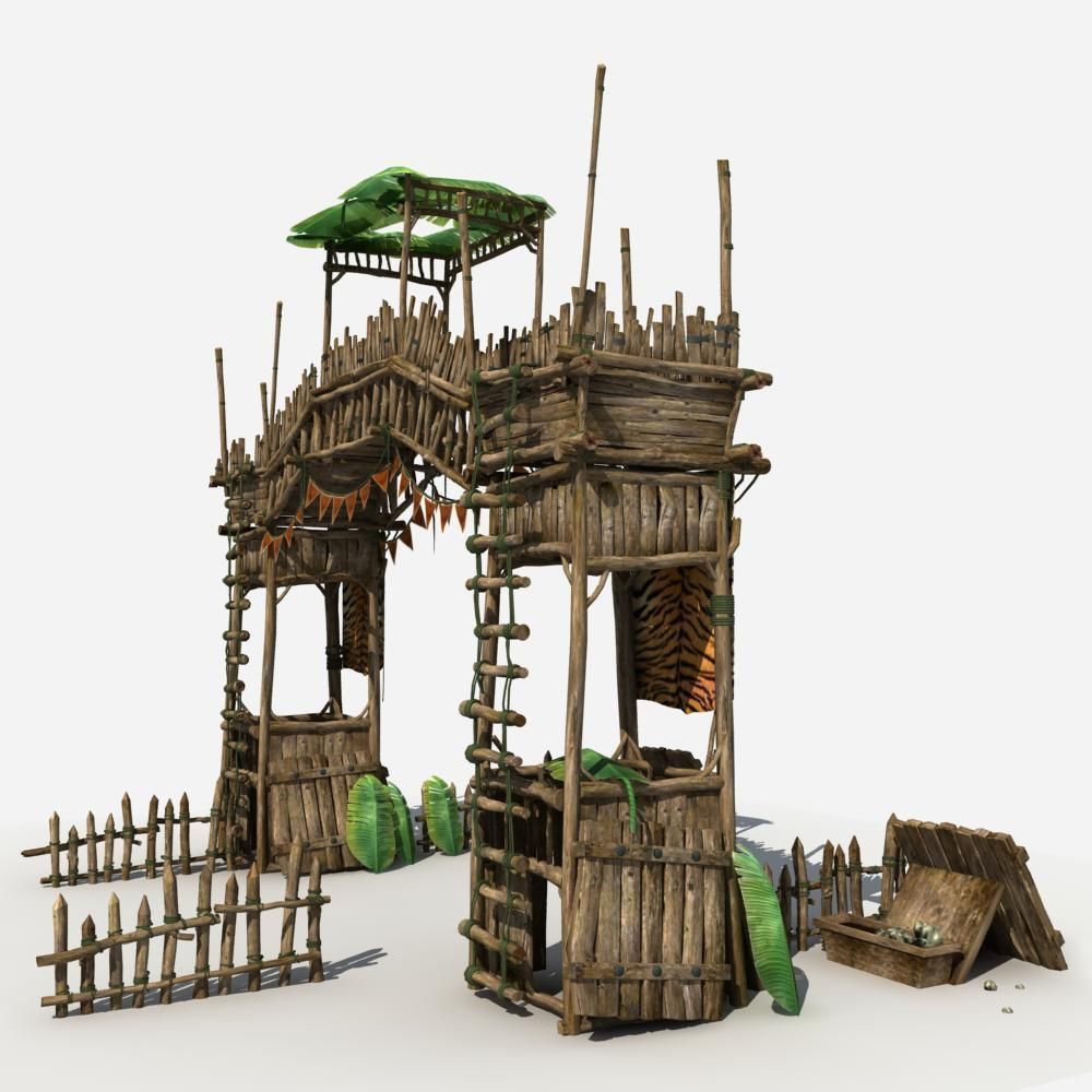 Gate Guard Tower 3D model_6