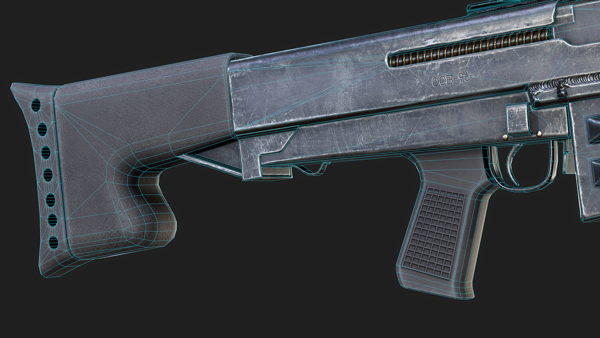 Sniper Rifle OSV-96 Low-poly 3D model_21