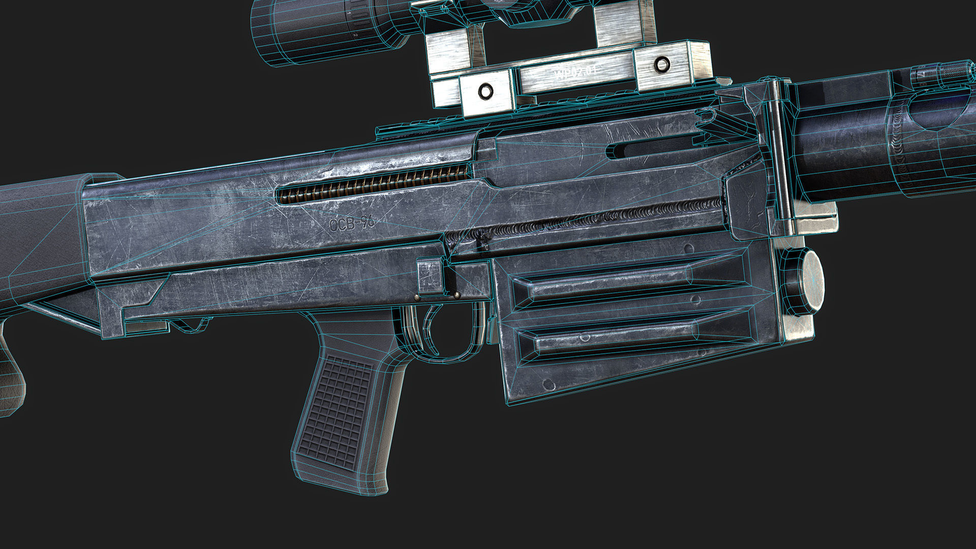 Sniper Rifle OSV-96 Low-poly 3D model_14