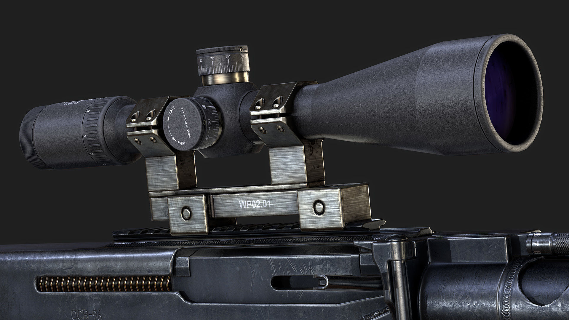 Sniper Rifle OSV-96 Low-poly 3D model_13