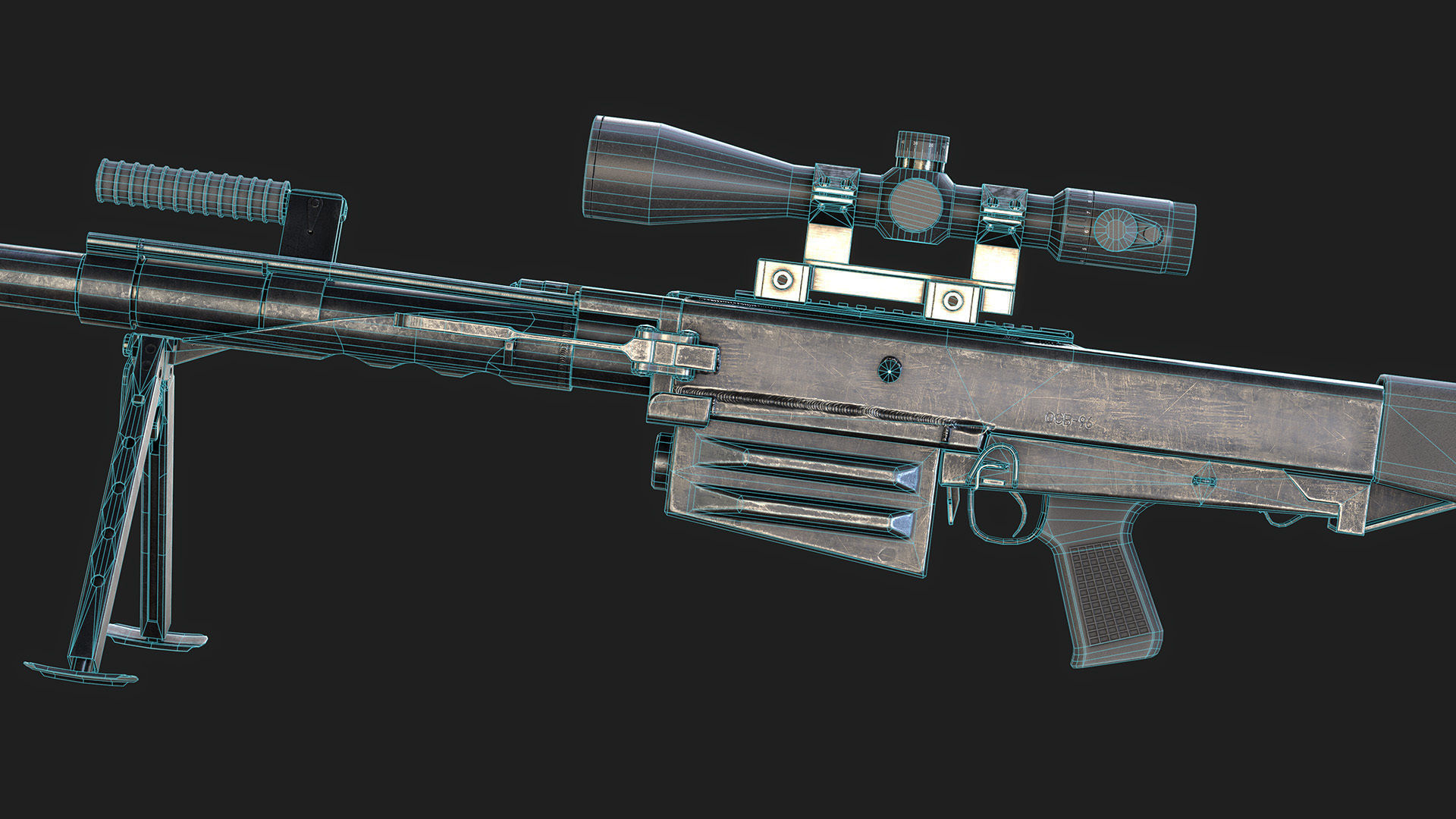 Sniper Rifle OSV-96 Low-poly 3D model_12