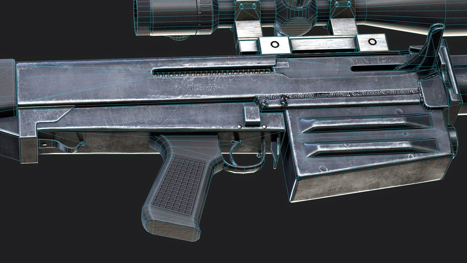 Sniper Rifle OSV-96 Low-poly 3D model_29