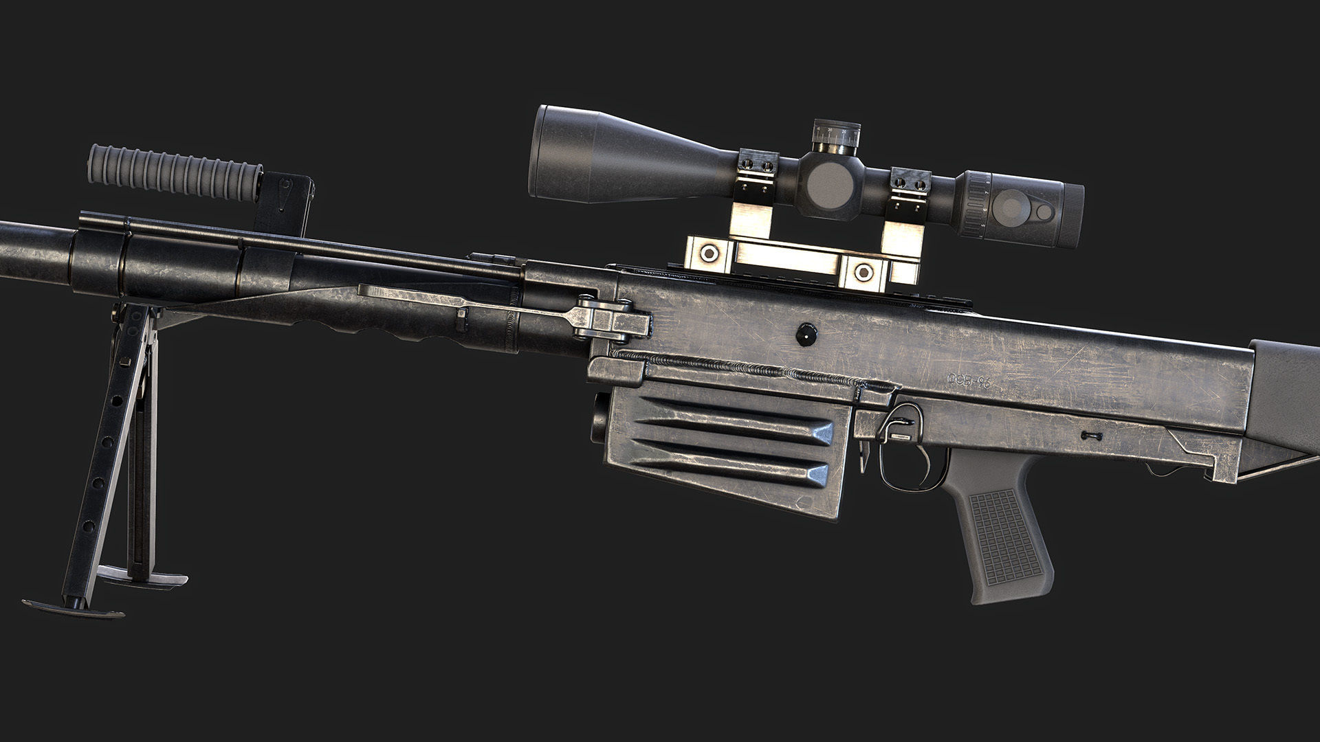 Sniper Rifle OSV-96 Low-poly 3D model_8