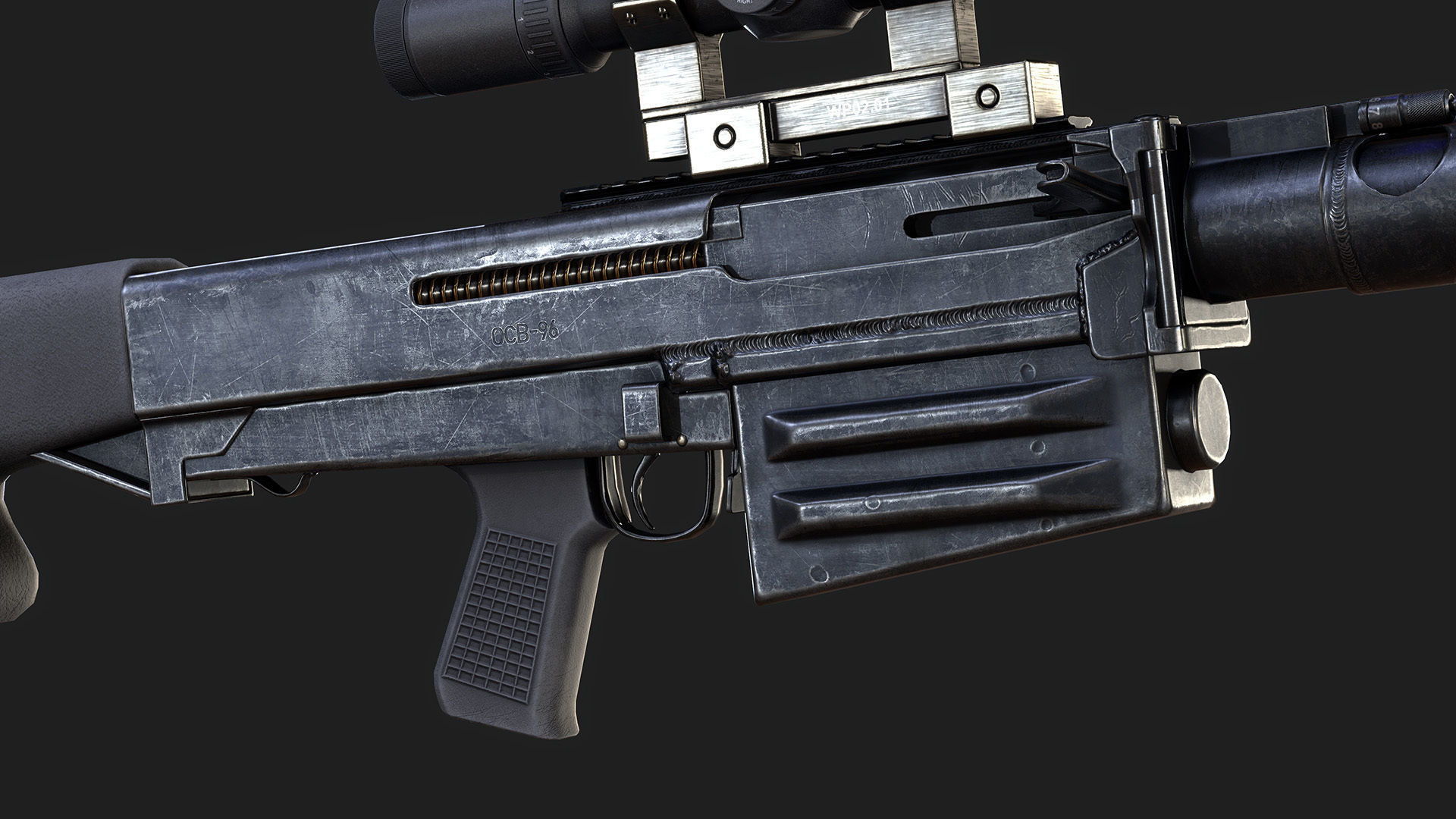 Sniper Rifle OSV-96 Low-poly 3D model_10