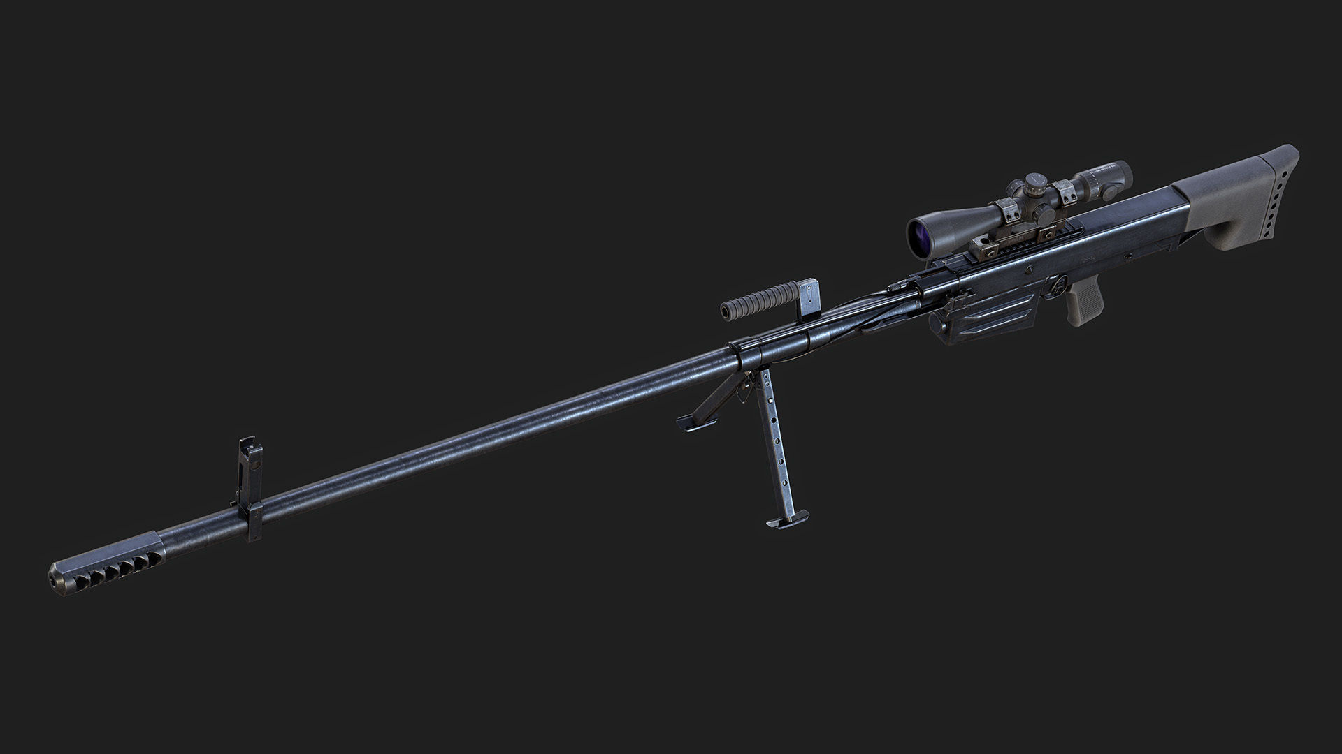 Sniper Rifle OSV-96 Low-poly 3D model_6