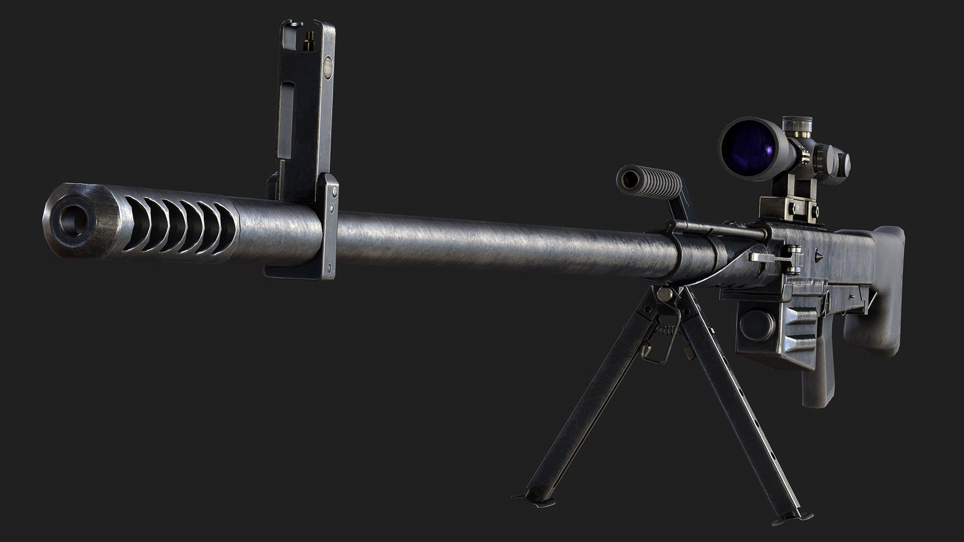 Sniper Rifle OSV-96 Low-poly 3D model_5