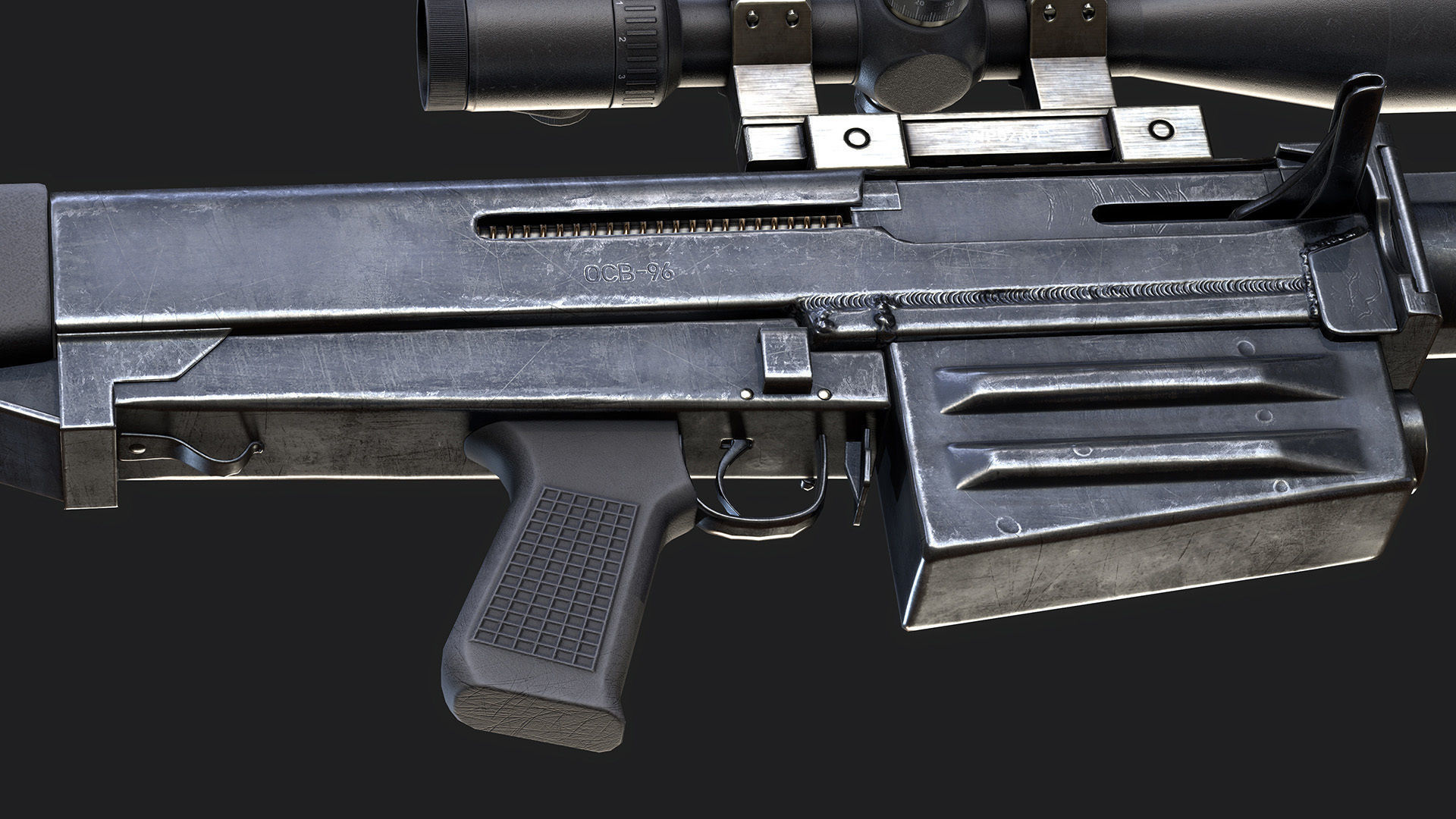 Sniper Rifle OSV-96 Low-poly 3D model_27