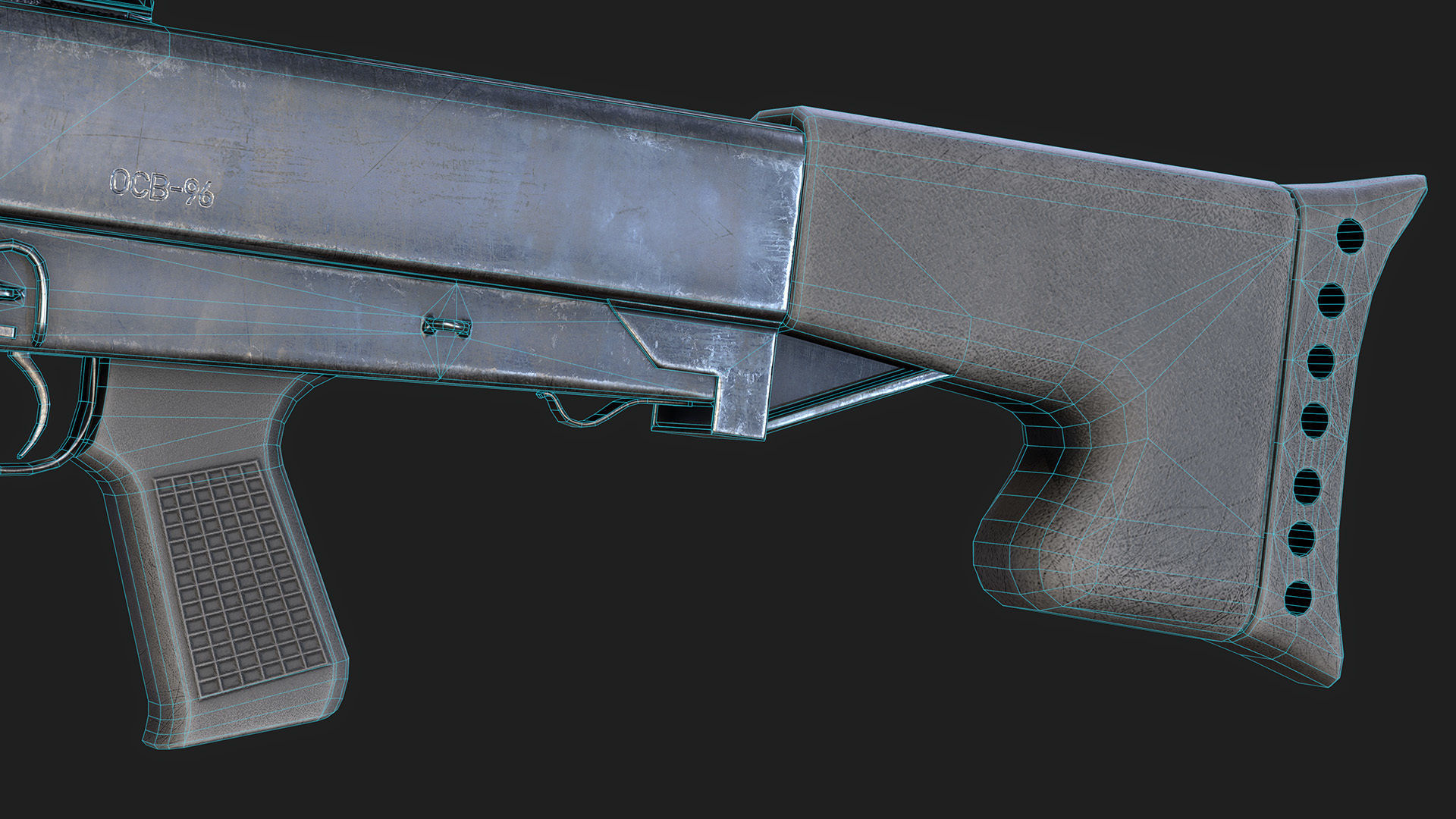 Sniper Rifle OSV-96 Low-poly 3D model_19