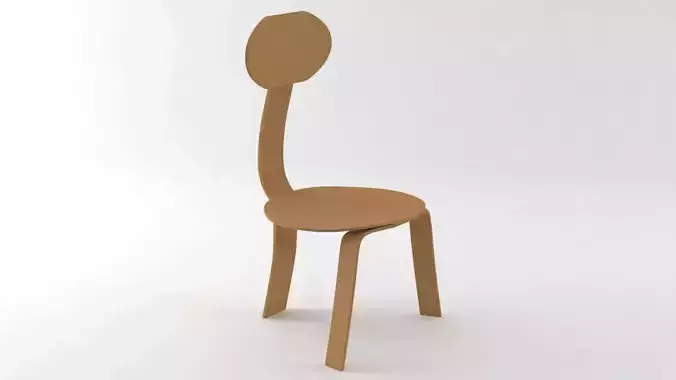 simple wood chair 3D model