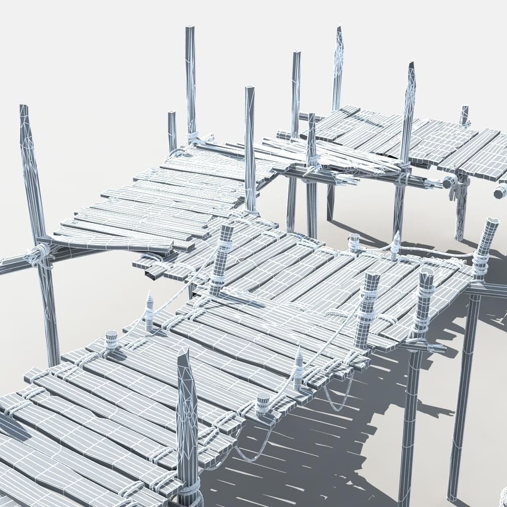 Old Wooden Bridge 01 3D model_12
