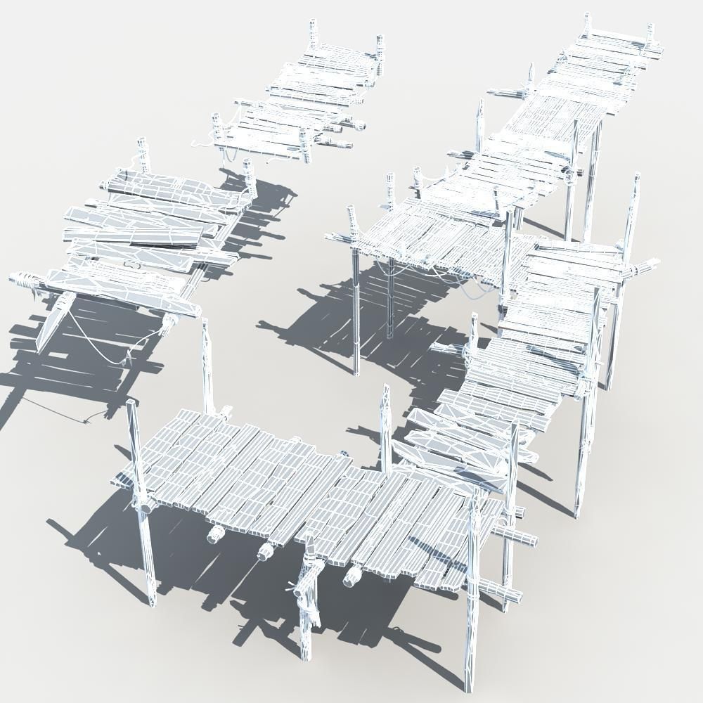 Old Wooden Bridge 01 3D model_14