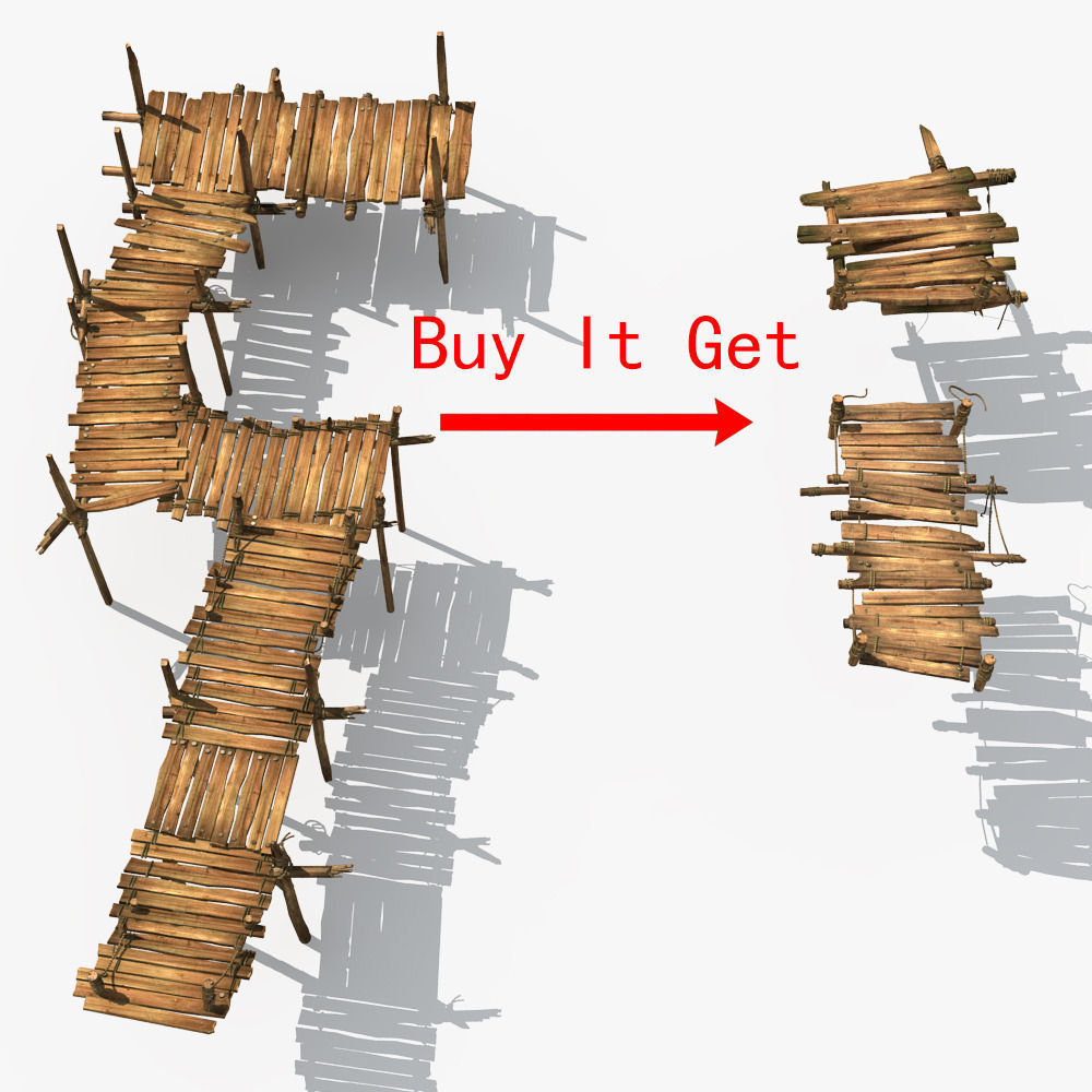 Old Wooden Bridge 01 3D model_8