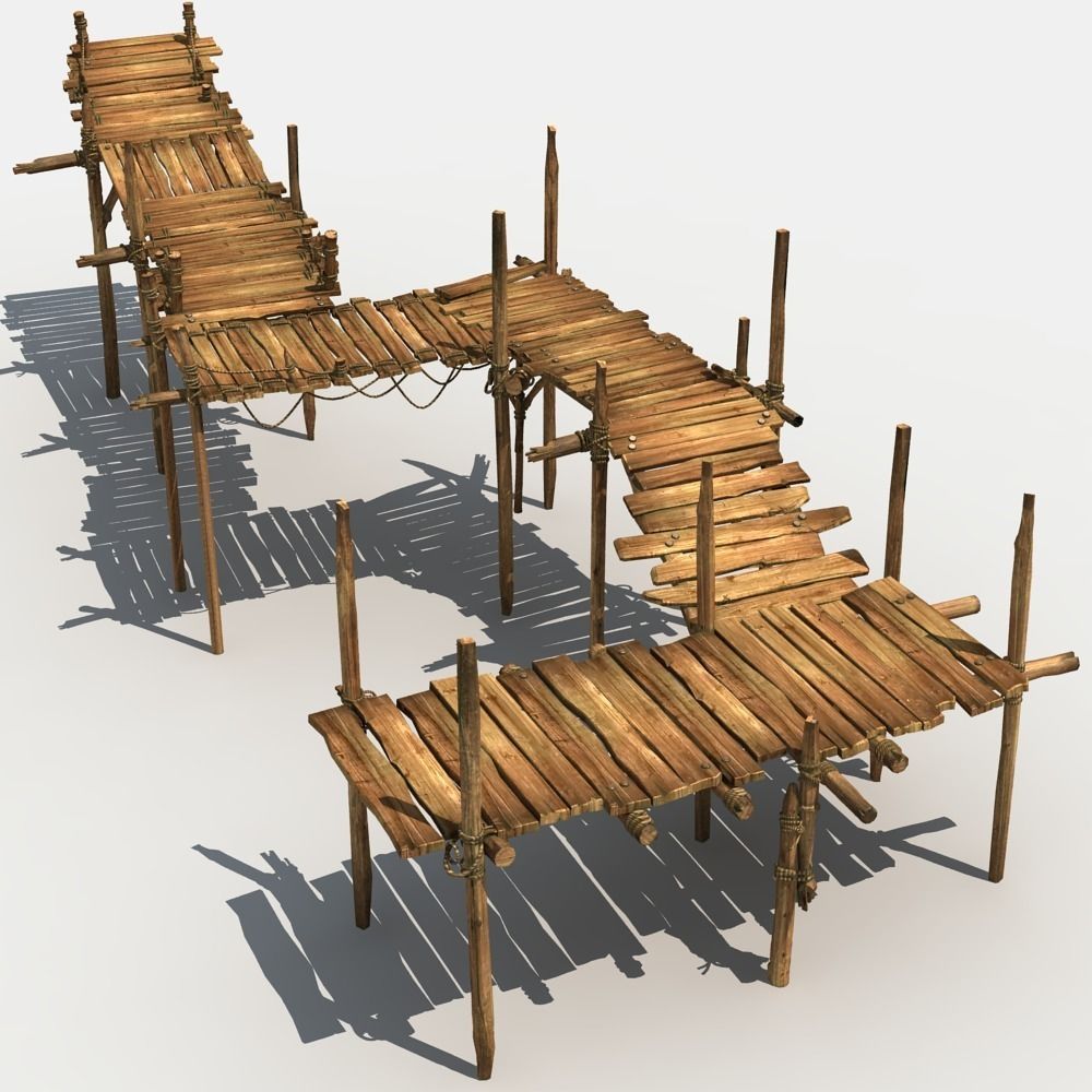 Old Wooden Bridge 01 3D model_16