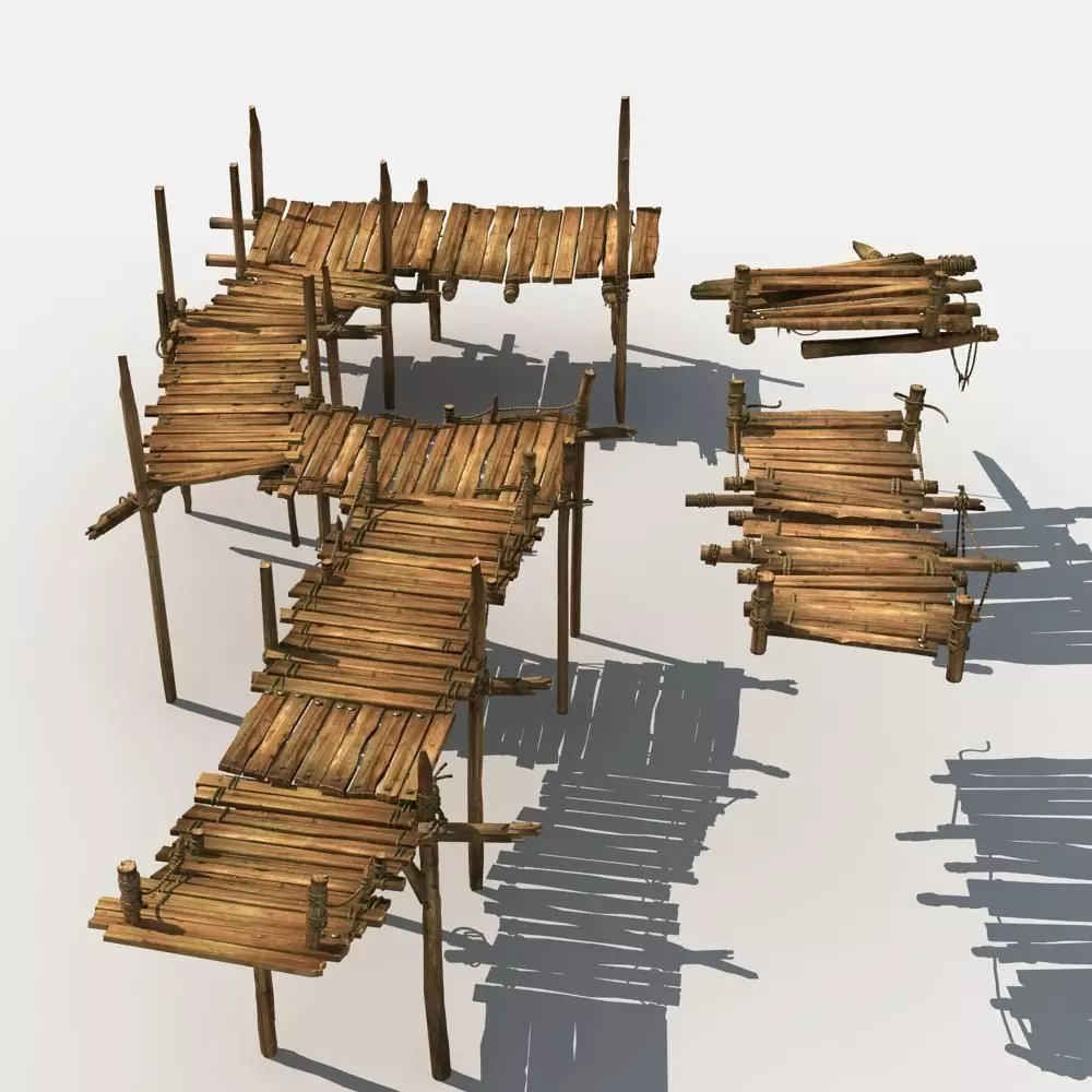 Old Wooden Bridge 01 3D model_0