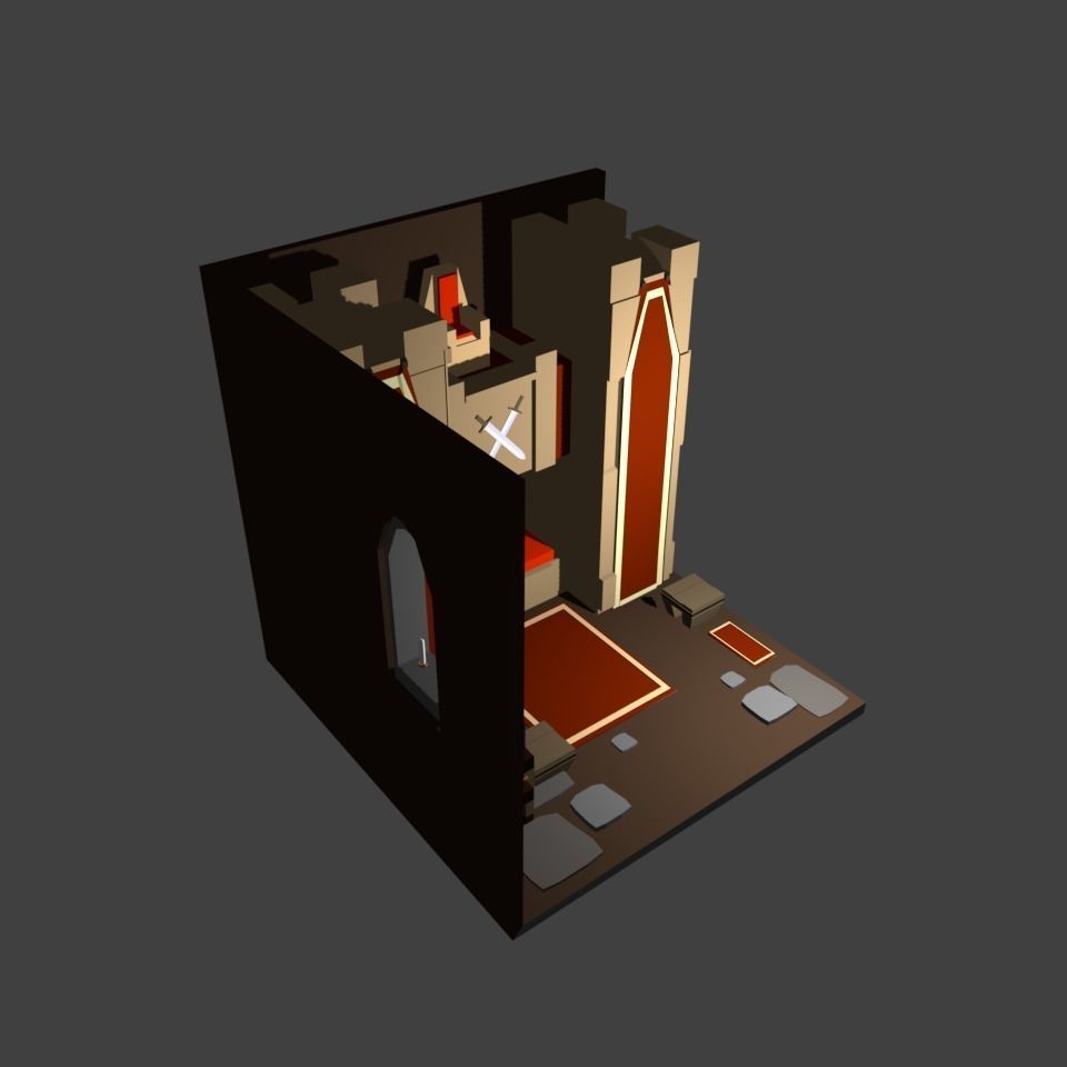 Low poly fantasy room Low-poly 3D model_10