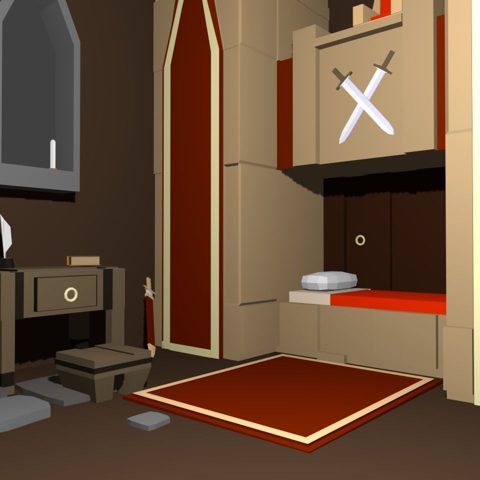 Low poly fantasy room Low-poly 3D model_6