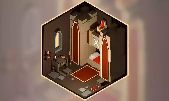 Low poly fantasy room Low-poly 3D model