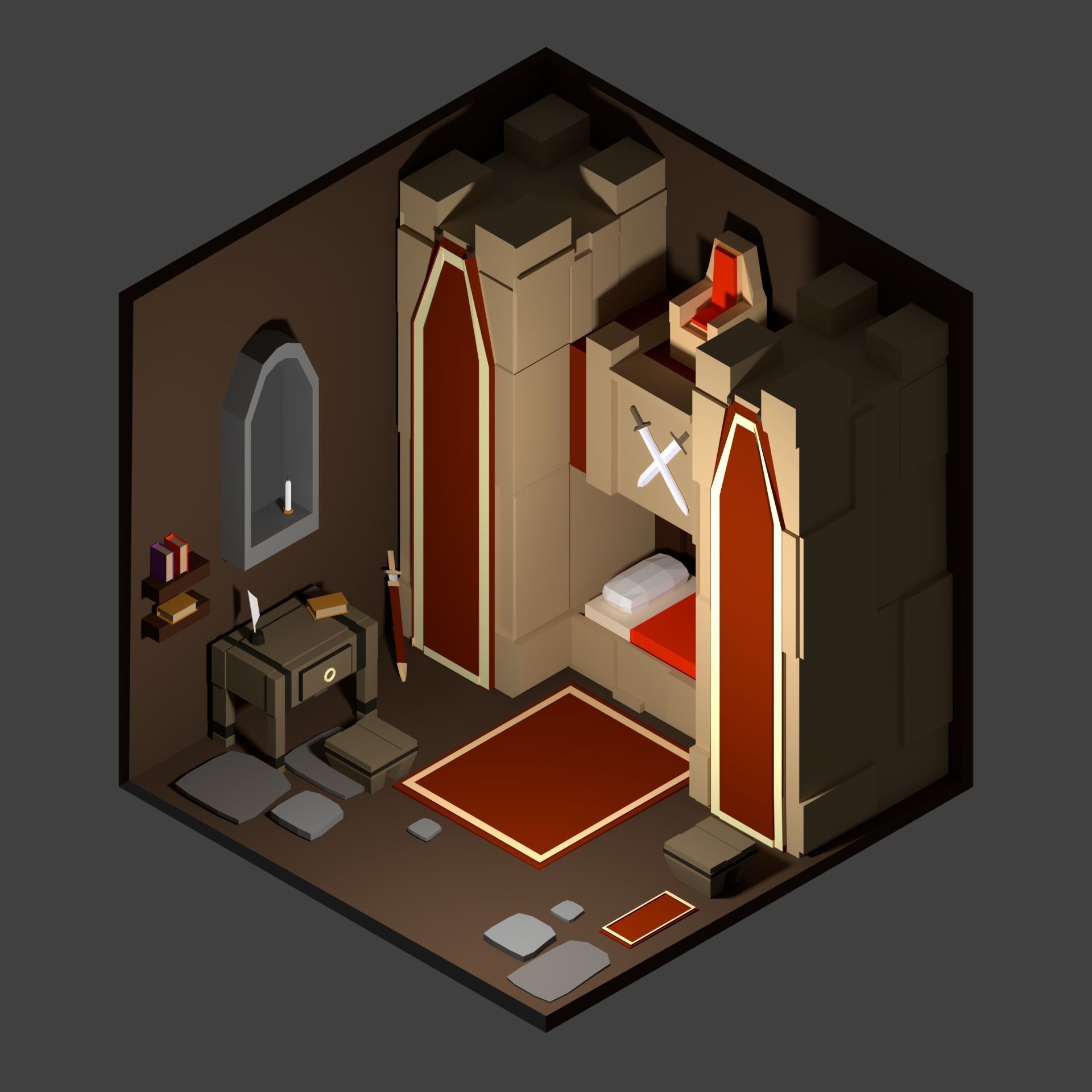 Low poly fantasy room Low-poly 3D model_14