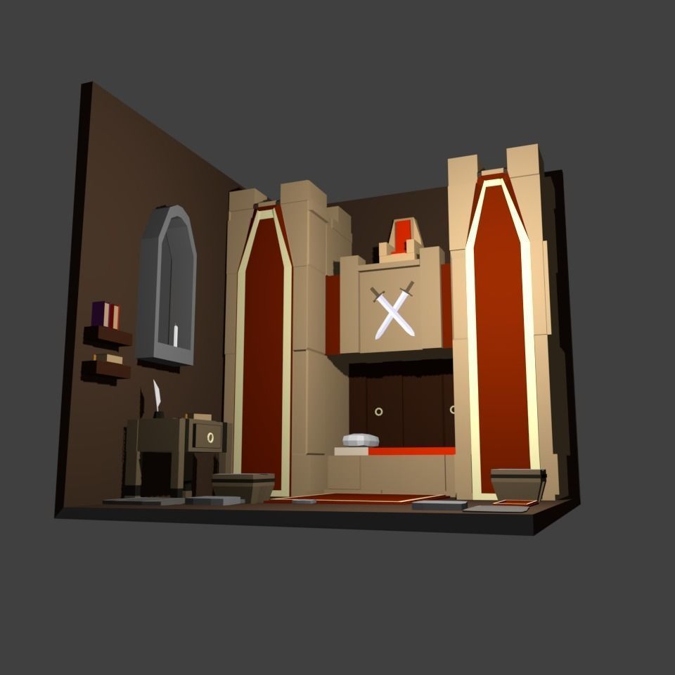 Low poly fantasy room Low-poly 3D model_3