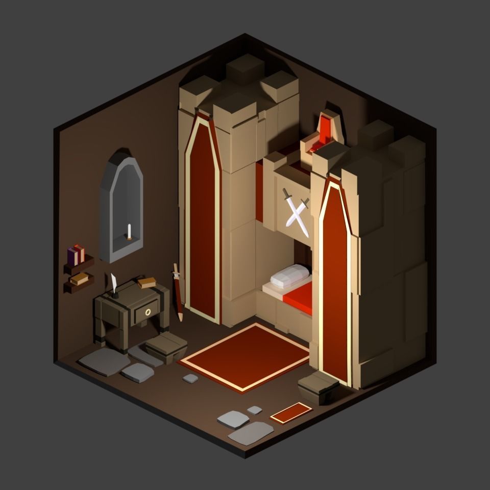 Low poly fantasy room Low-poly 3D model_12