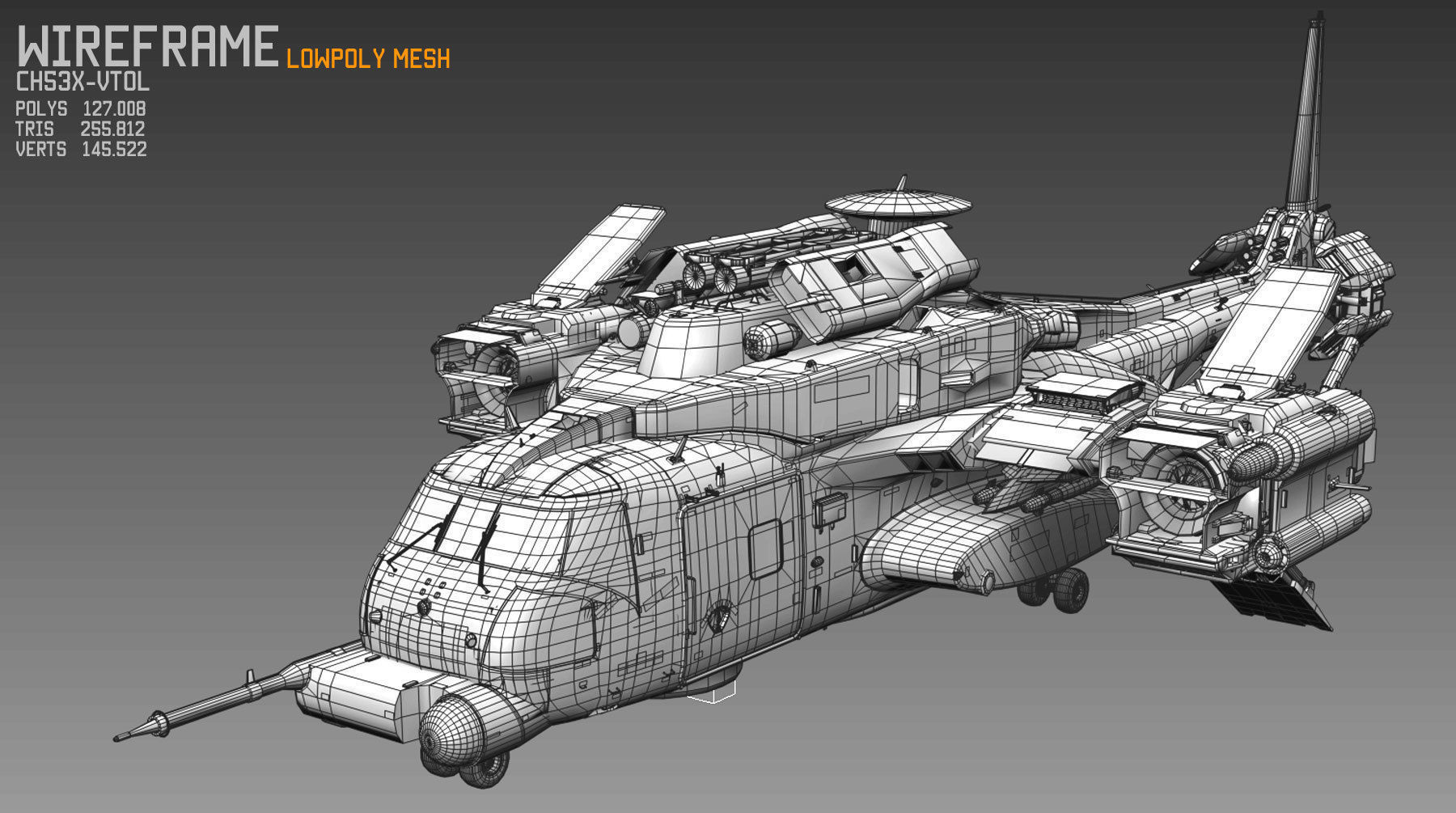 CH53X VTOL Low-poly 3D model_4