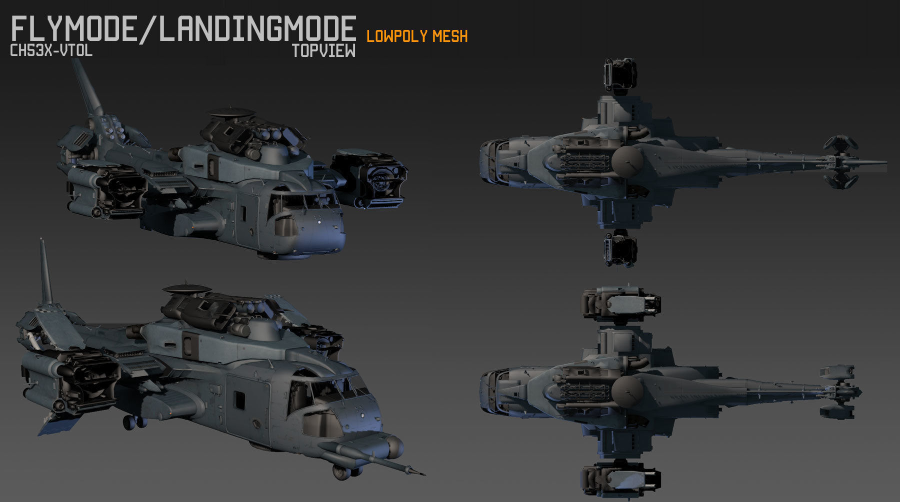 CH53X VTOL Low-poly 3D model_5