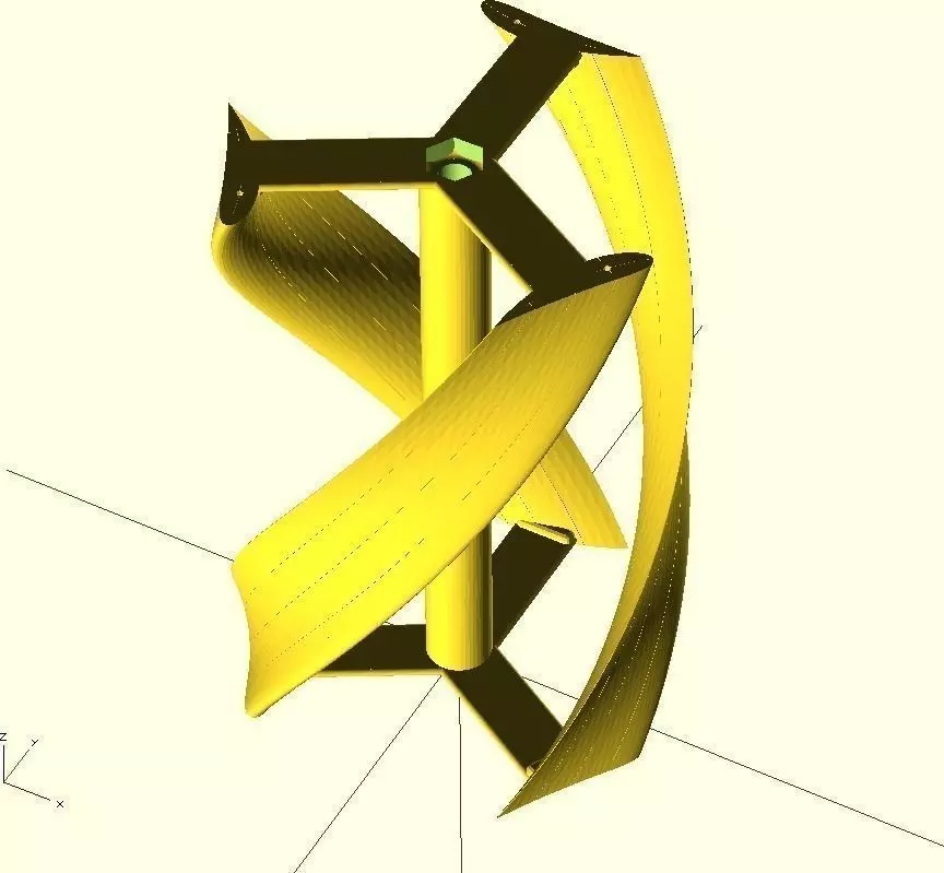 Cambered vertical axis wind turbine - Mk3 Free 3D print model_0