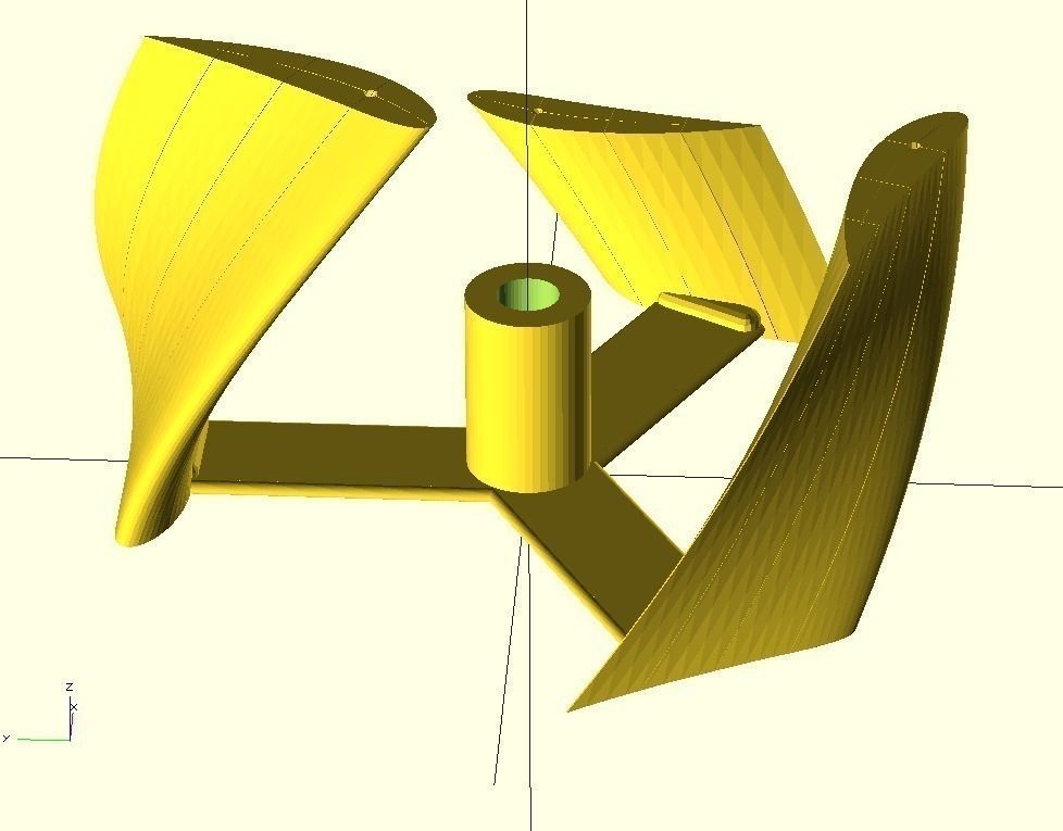 Cambered vertical axis wind turbine - Mk3 Free 3D print model_2