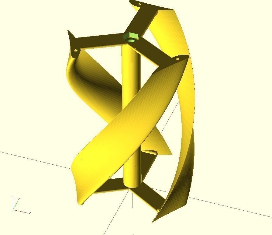 Cambered vertical axis wind turbine - Mk3 Free 3D print model_9