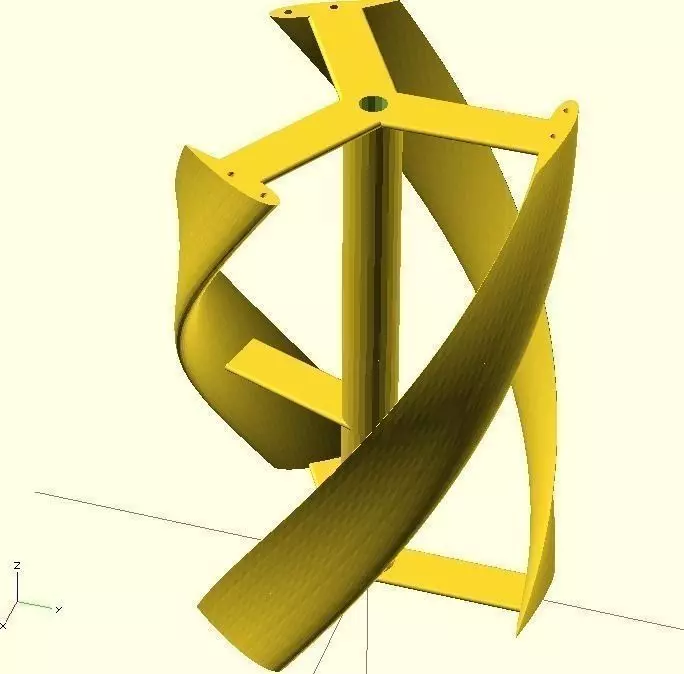 Parametric helical Darrieus vertical axis wind turbine Free 3D print model_0