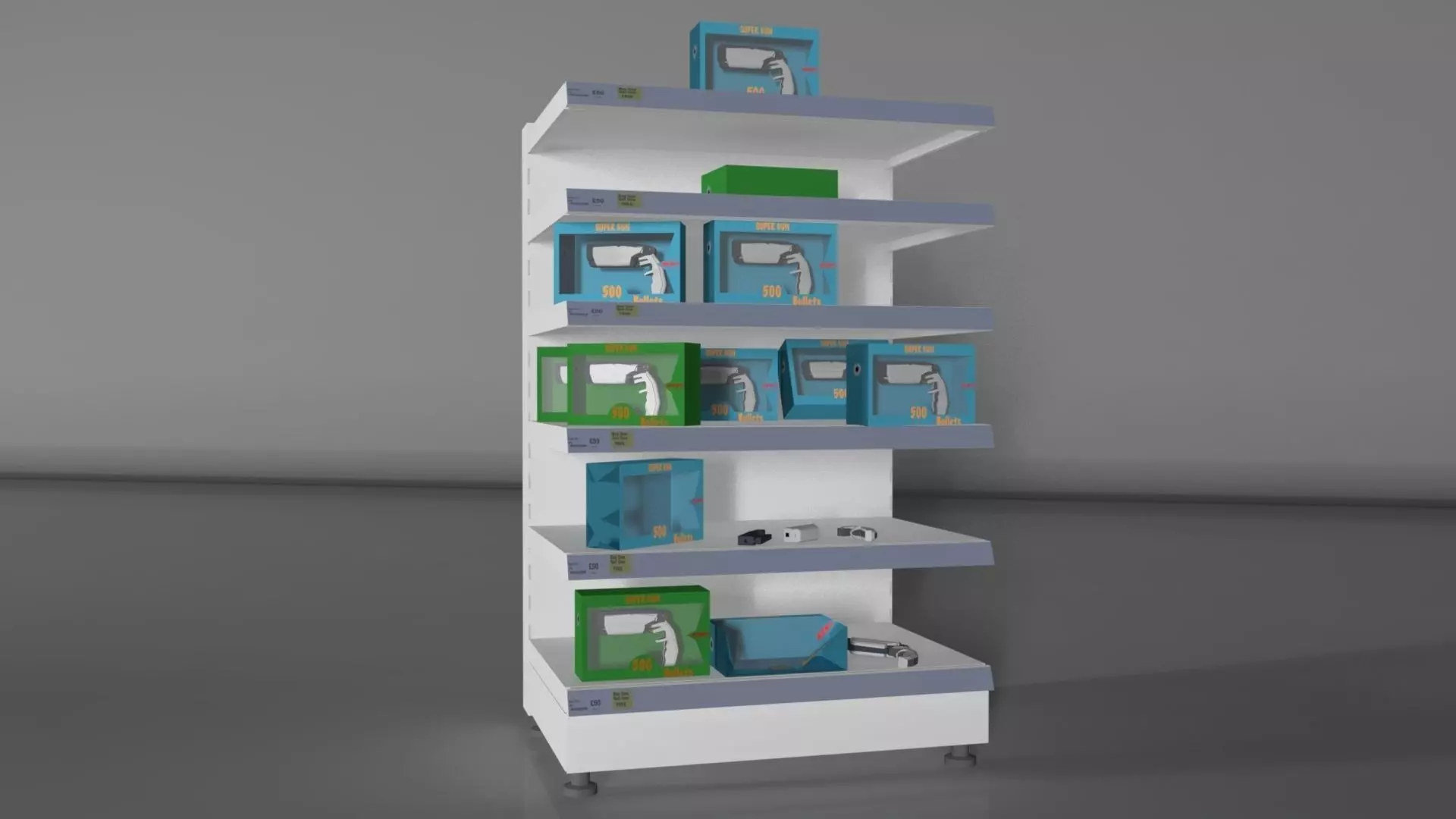 Toy Gun with shop sheaves   Free low-poly 3D model_0