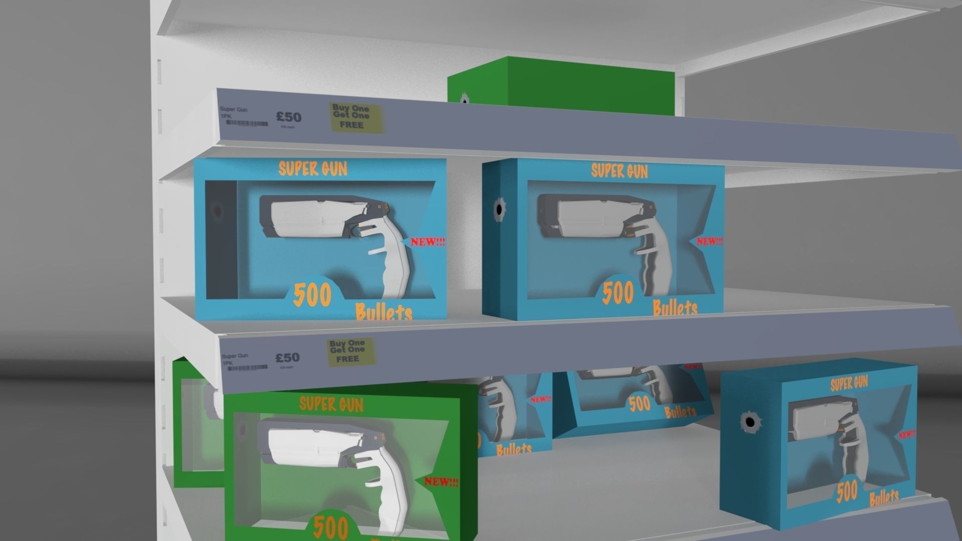 Toy Gun with shop sheaves   Free low-poly 3D model_7