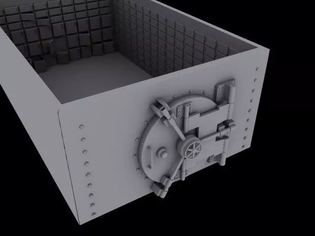 Safe 3d model inside of box Low-poly 3D model_0
