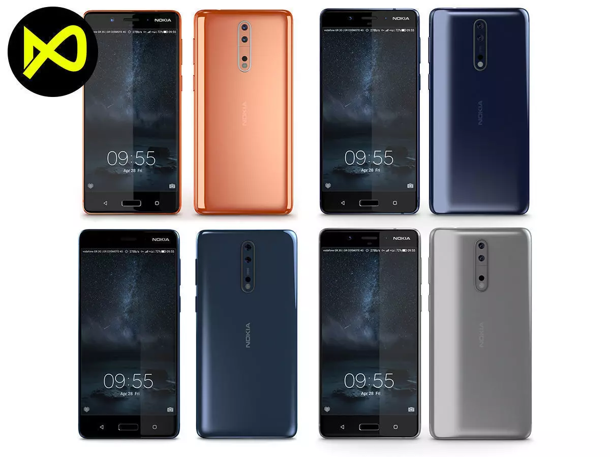 Nokia 8 All Colors 3D model_0