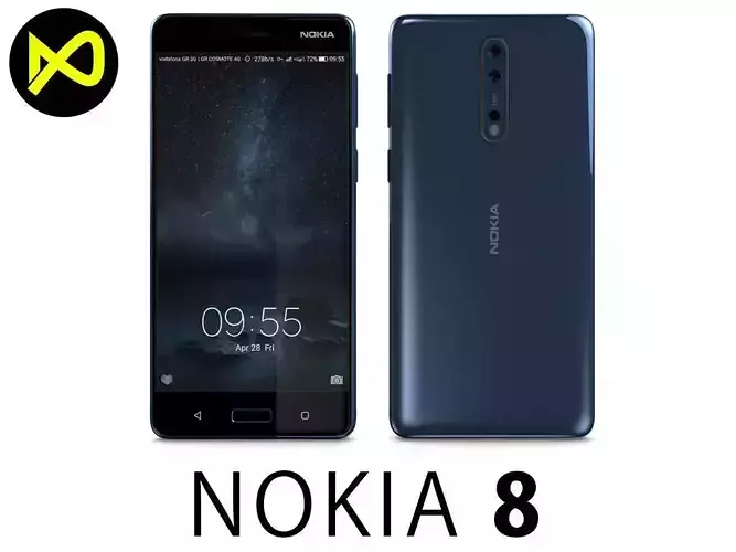 Nokia 8 Polished Blue 3D model