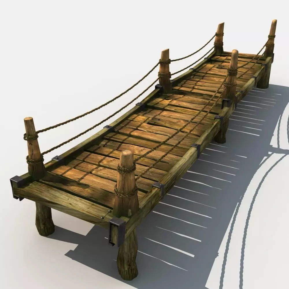 Old Wooden Bridge 04 3D model_0